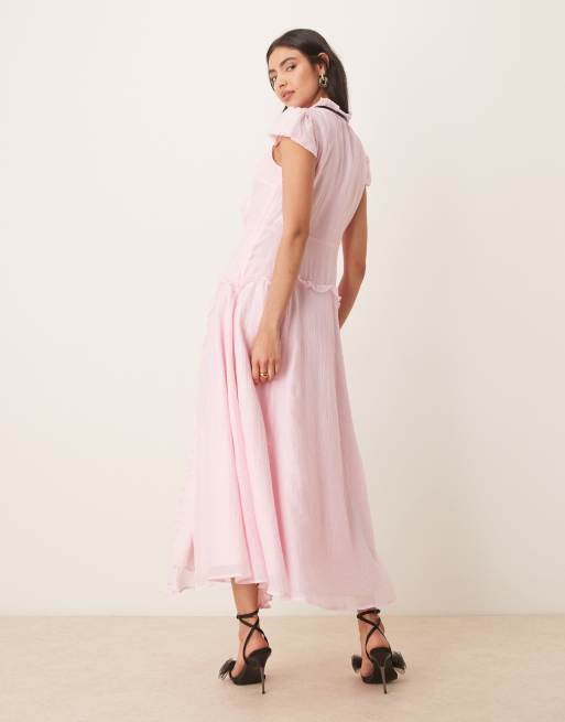 Sister Jane Primrose ruffle maxi dress in pale pink