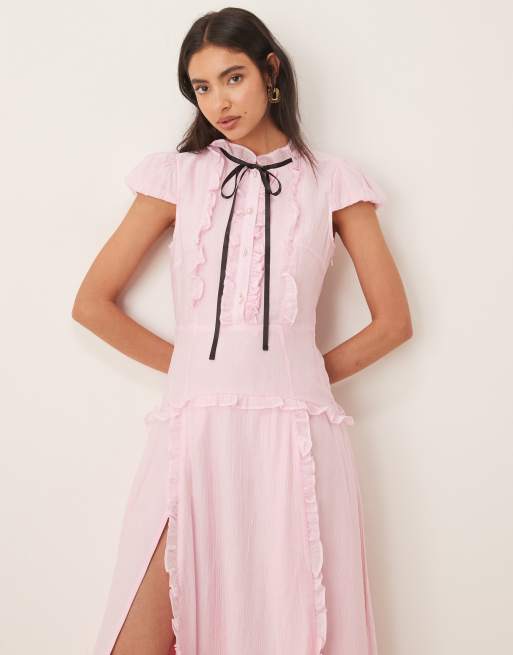 Sister Jane - Primrose - Vestito lungo con volant rosa pallido, 4 di 4