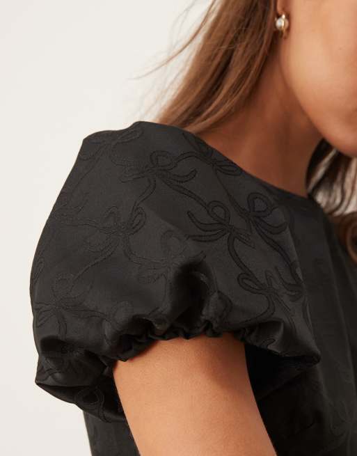 Sister Jane puff sleeve bubble hem maxi dress in black | ASOS