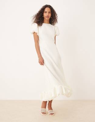 Sister Jane Puff Sleeve Bubble Hem Maxi Dress In White