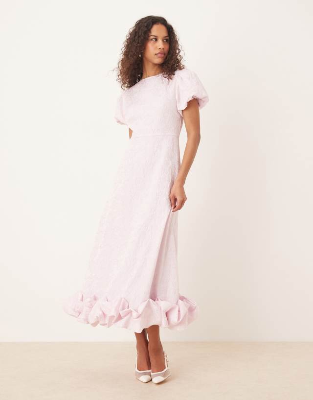Sister Jane puff sleeve bubble hem maxi dress in lavender lilac | ASOS