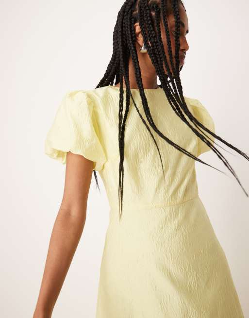 Sister Jane puff sleeve bubble hem maxi dress in lemon yellow
