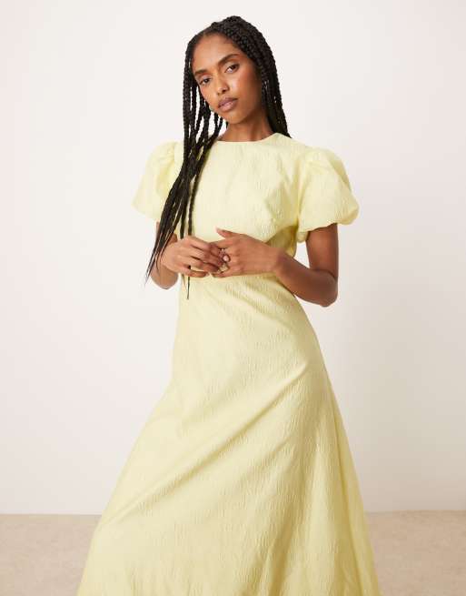 Sister Jane puff sleeve bubble hem maxi dress in lemon yellow