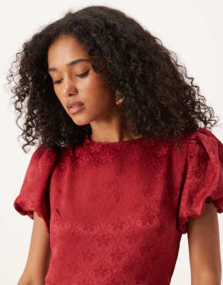 Sister Jane Puff Sleeve Bubble Hem Maxi Dress In Red