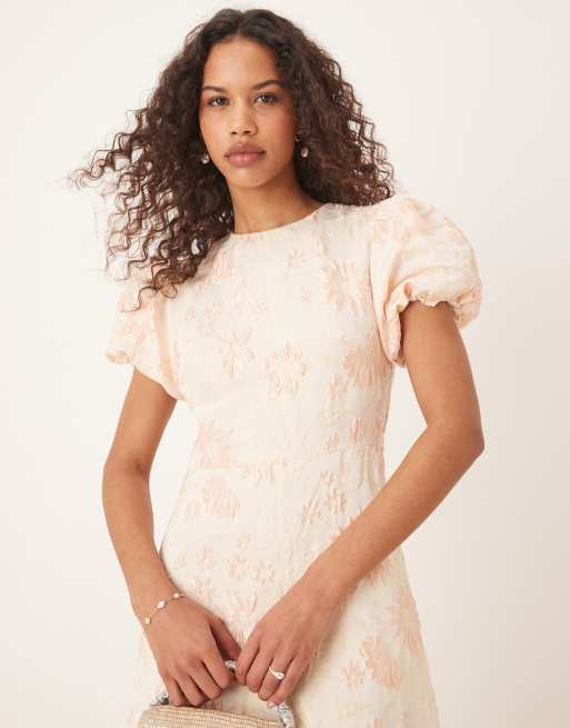 Sister Jane puff sleeve bubble hem maxi dress in peachy