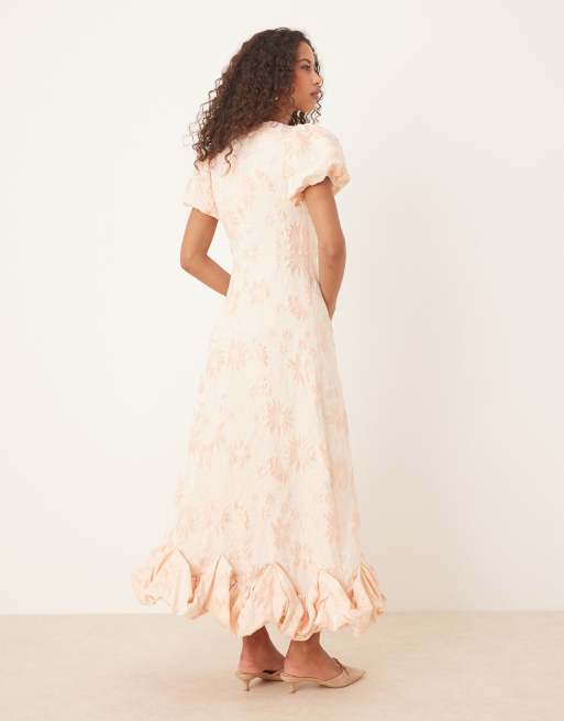 Sister Jane puff sleeve bubble hem maxi dress in peachy floral