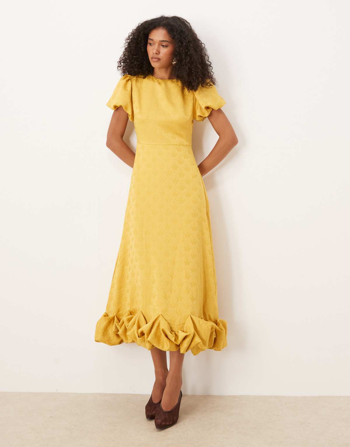 Sister Jane puff sleeve bubble hem maxi dress in spicy mustard