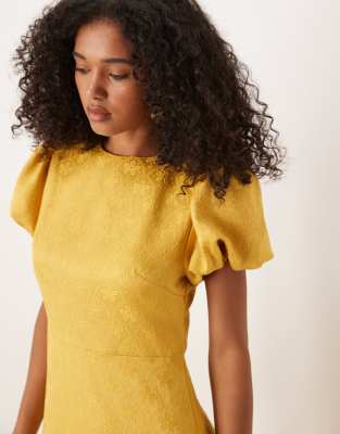 Sister Jane Puff Sleeve Bubble Hem Maxi Dress In Yellow