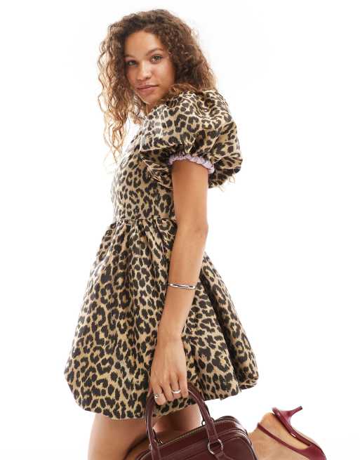 Sister Jane puff sleeve bubble jacquard mini dress in