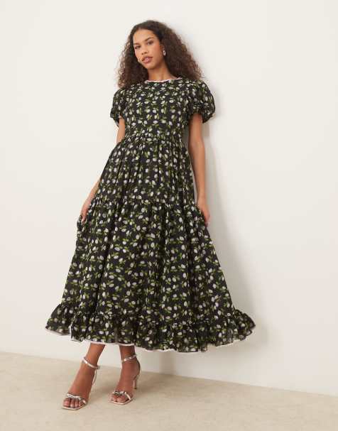 Sister Jane puff sleeve maxi dress in black floral