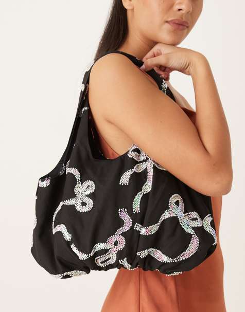 Sister Jane Ripple bow sequin embellished bag in black - view 1