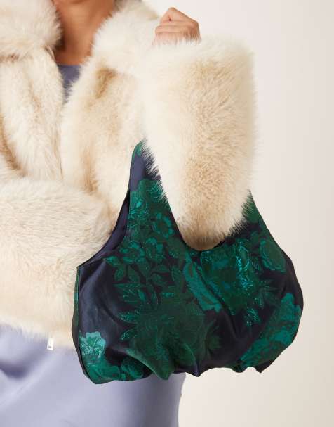 Sister Jane Ripple jacquard grab bag in navy and green - view 1