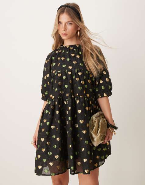 Sister Jane - Robe courte à cœurs en jacquard - Noir - view 1