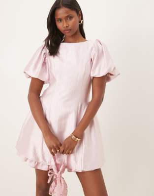 Sister Jane - Robe courte à volants et manches bouffantes - Rose clair M Plus