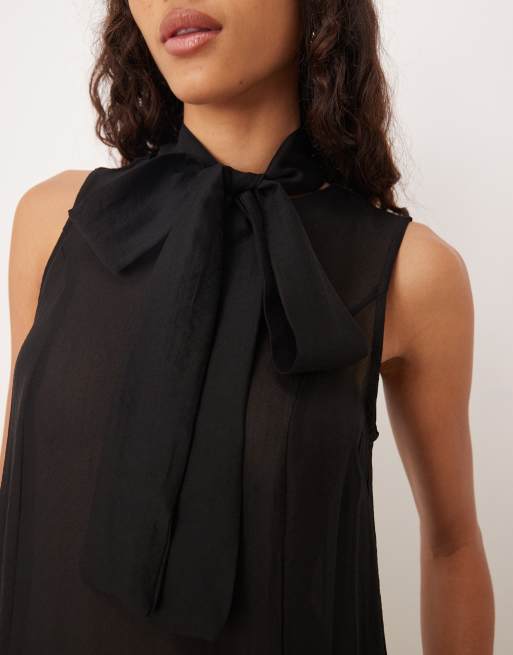 Sister Jane - Robe courte avec jupe plissée et col lavallière - Noir, 2 de 4