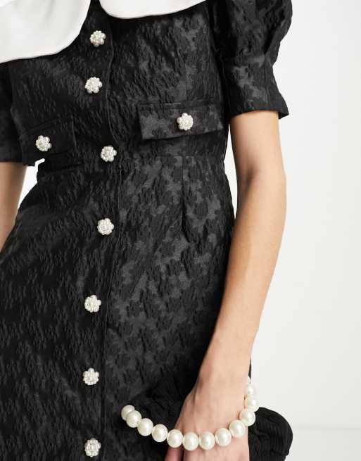 Sister Jane - Robe courte boutonnée à col oversize - Noir, 3 de 4