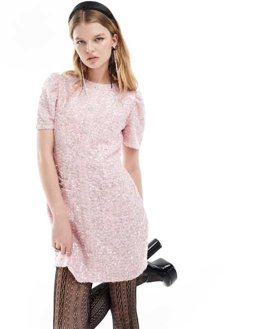Sister Jane - Robe courte en tweed ornementé - Rose