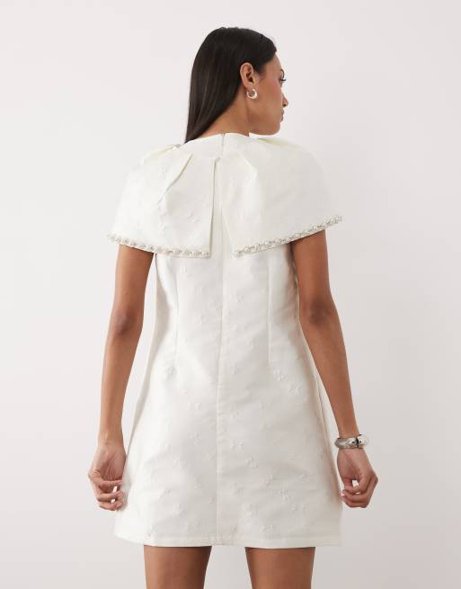 Sister Jane - Robe de mariée courte ornée de perles avec cape amovible - Blanc, 4 de 4