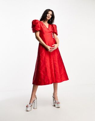 Sister Jane cherry petals midi dress in red - ASOS Price Checker