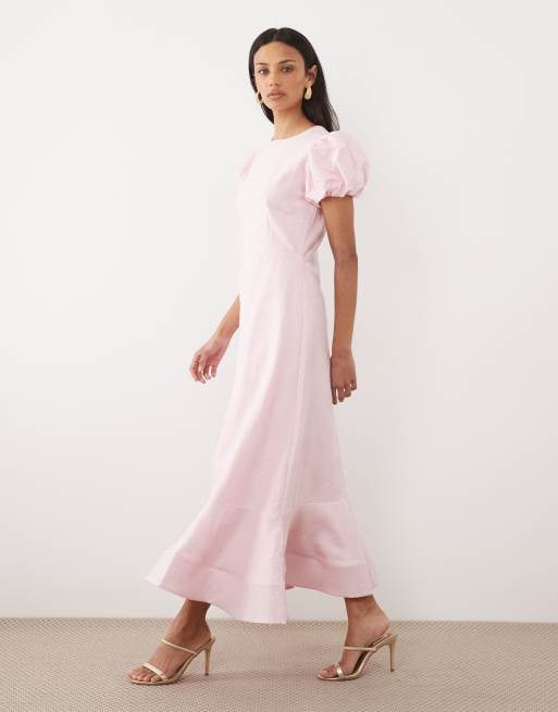 Sister Jane - Robe mi-longue en jacquard à manches bouffantes et ourlet structuré - Rose, 2 de 4