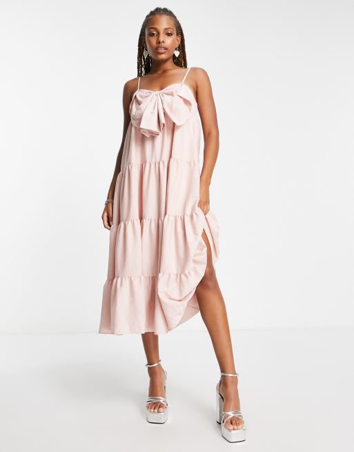 Robe mi longue rose poudré 2025