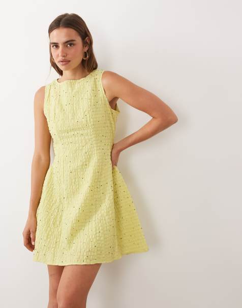 Sister Jane Ronja boat neck sleeveless embellished detail mini dress in light green - view 1