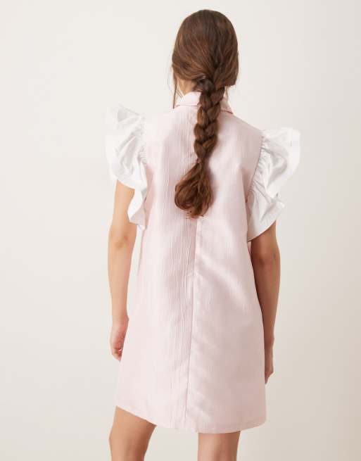 Sister Jane rosette bow ruffle mini dress in powder pink