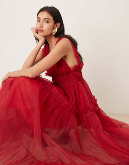 Sister Jane Rouge tulle midi dress in red