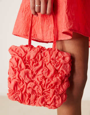 ruched mini bag in red - part of a set-pink