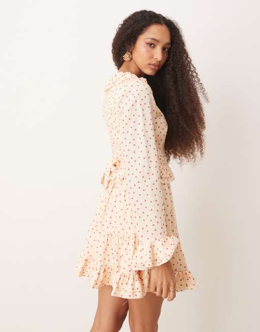 Sister Jane ruffle mini dress in pink and cream polka dot, 3 of 4