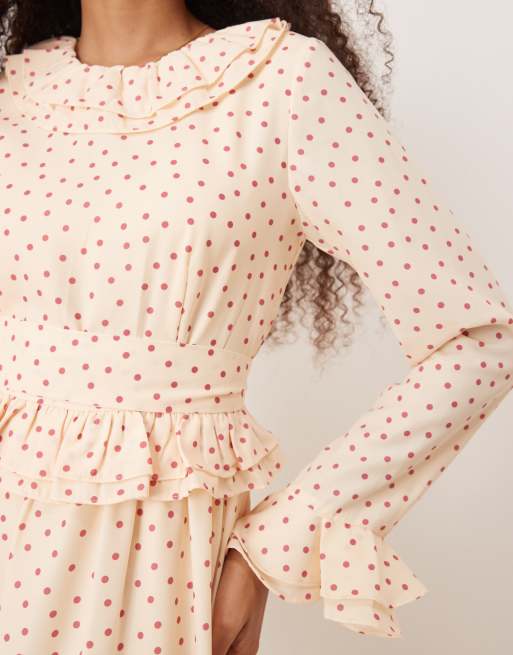 Sister Jane ruffle mini dress in pink and cream polka dot | ASOS