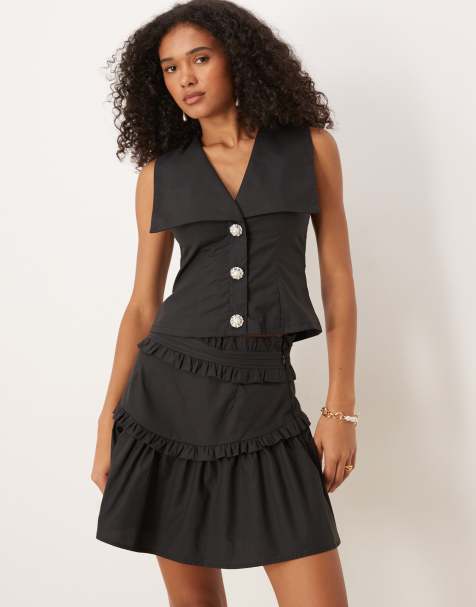 Sister Jane ruffle mini skirt co-ord in black - view 1