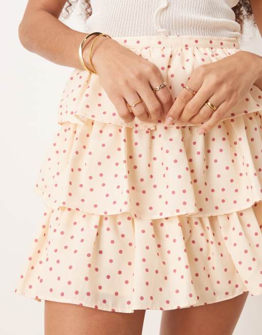 Sister Jane ruffle mini skirt in pink polka dot, 3 of 5