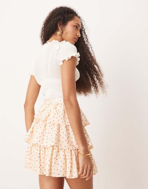 Sister Jane ruffle mini skirt in pink polka dot, 4 of 5