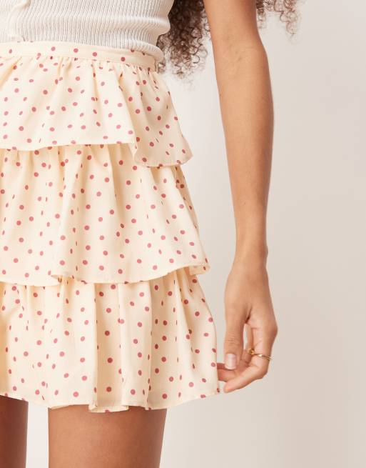 Sister Jane ruffle mini skirt in pink polka dot | ASOS