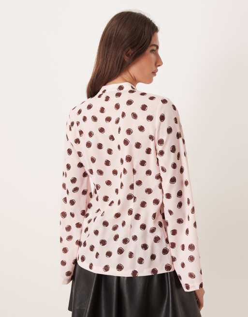 Sister Jane scoop neck bow detail blouse in pink spot, 2 of 4