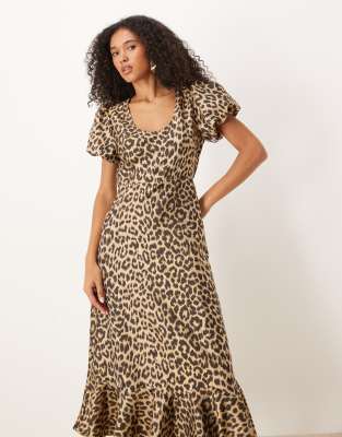 Sister Jane Scoop Neck Jacquard Midi Dress In Animal Print