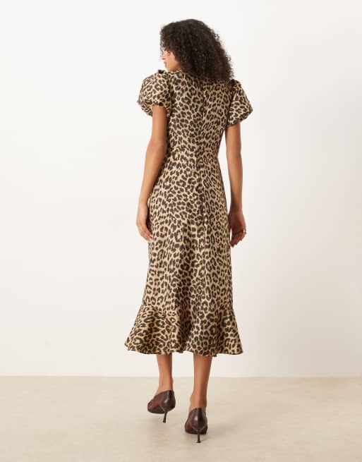 【パク・ミニョン着用】JENNIFER Shirt layered midi dress 人気 Leopard Print Jersey Slip Midi Dress | boohoo