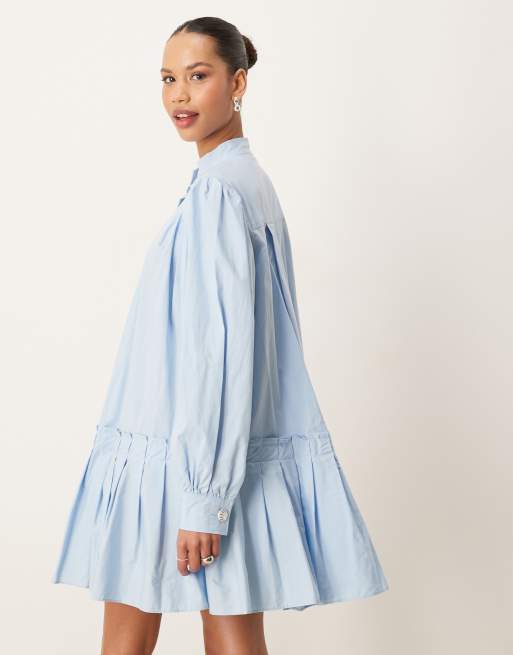 blue dress with pearl sleeves Pearls Adorned Sapphire Blue Long Sleeved Prom Gown