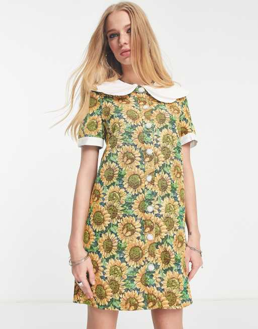 Sister Jane shift dress in sunflower jacquard | ASOS