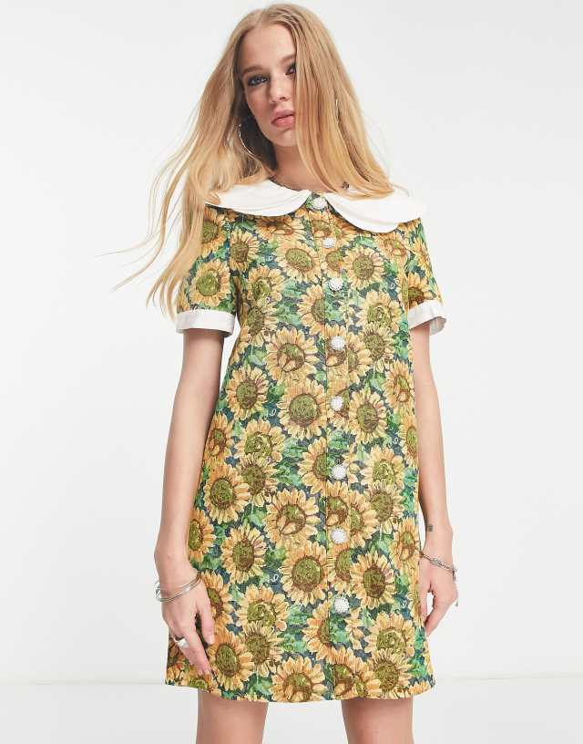 Sister Jane shift dress in sunflower jacquard