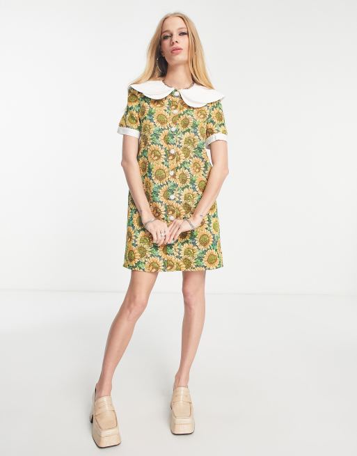 Sister Jane shift dress in sunflower jacquard | ASOS