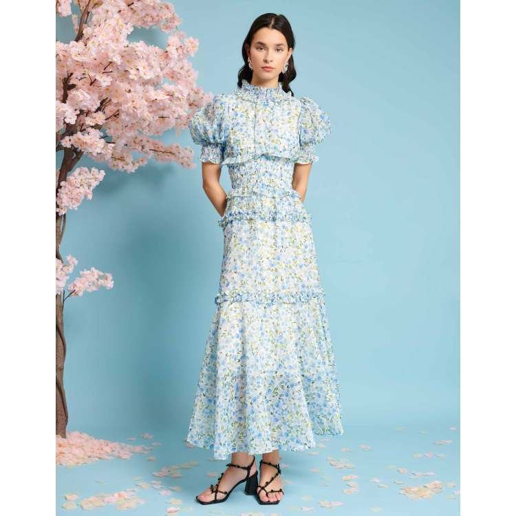 sister jane rose tiered dress 刺繍 Sister Jane + Zinnia Tiered Maxi Dress