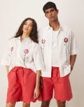 [Sister Jane Mens] Sister Jane shirt with flower detail in white (part of a set) M Plus Ivory