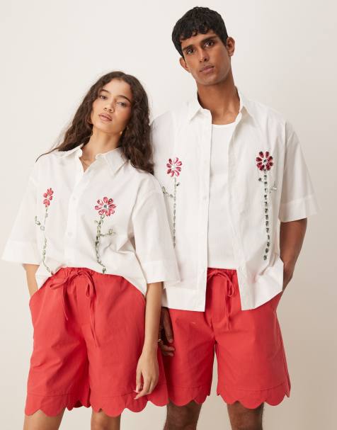 Sister Jane shirt with flower detailing in white - part of a set - view 1