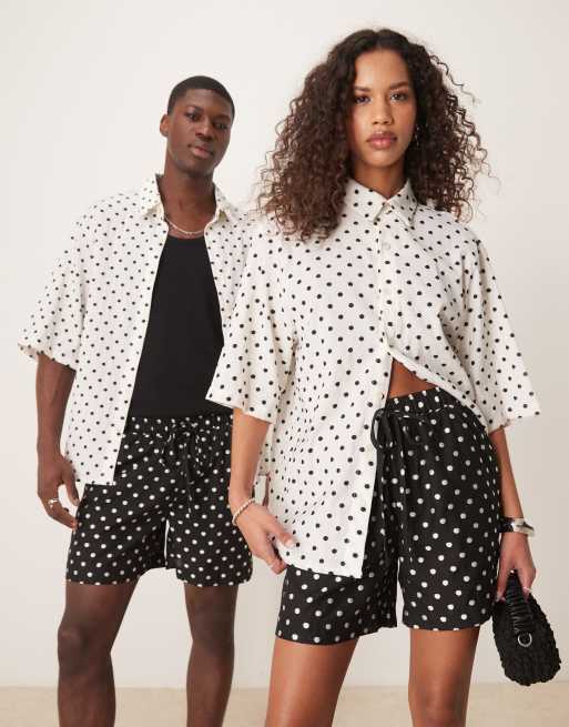 Sister Jane - Short d'ensemble à pois coupe carrée unisexe - Crème, 2 de 5