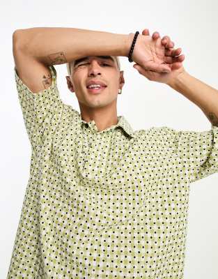 Sister Jane short sleeve shirt in floral gingham-Neutral