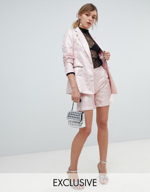  Sister Jane Stræddersyet blazer og shorts i guldblad/jacquard - Del af sæt, 3 af 3