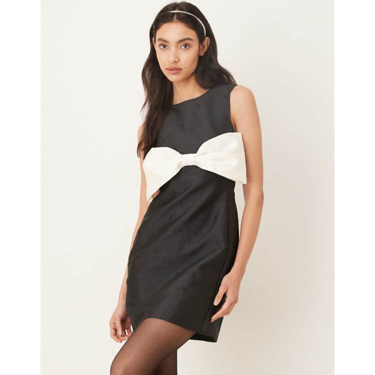 black dress white bow Delta Mini Arriving in a black Hot bebe little Black Dress