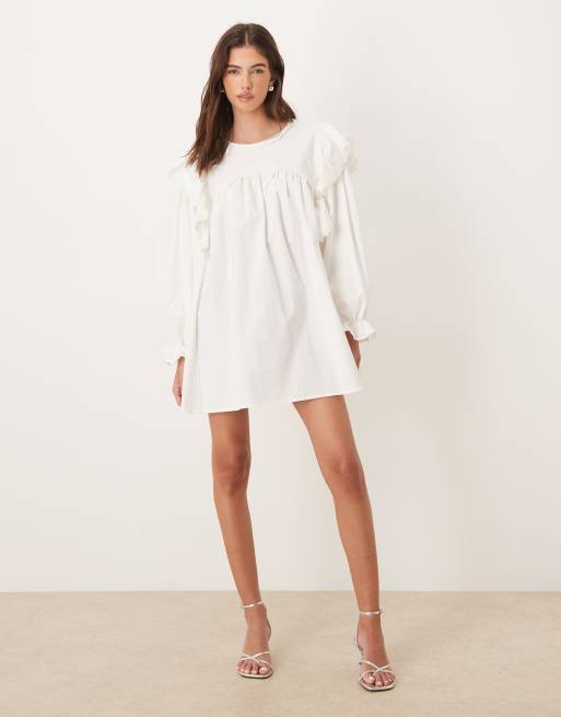 Sister Jane - Sol Seeker - Robe courte en coton majoritaire avec épaules à volants - Blanc, 2 de 4